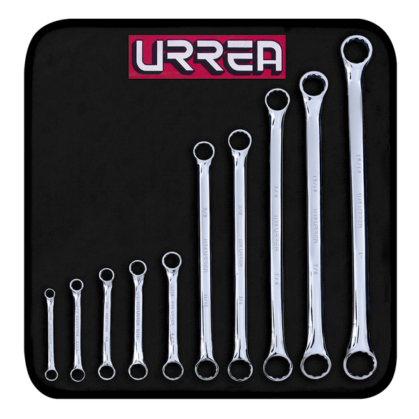 Urrea Full polished 12-point 15° box-end wrench set, 10pcs 1100D